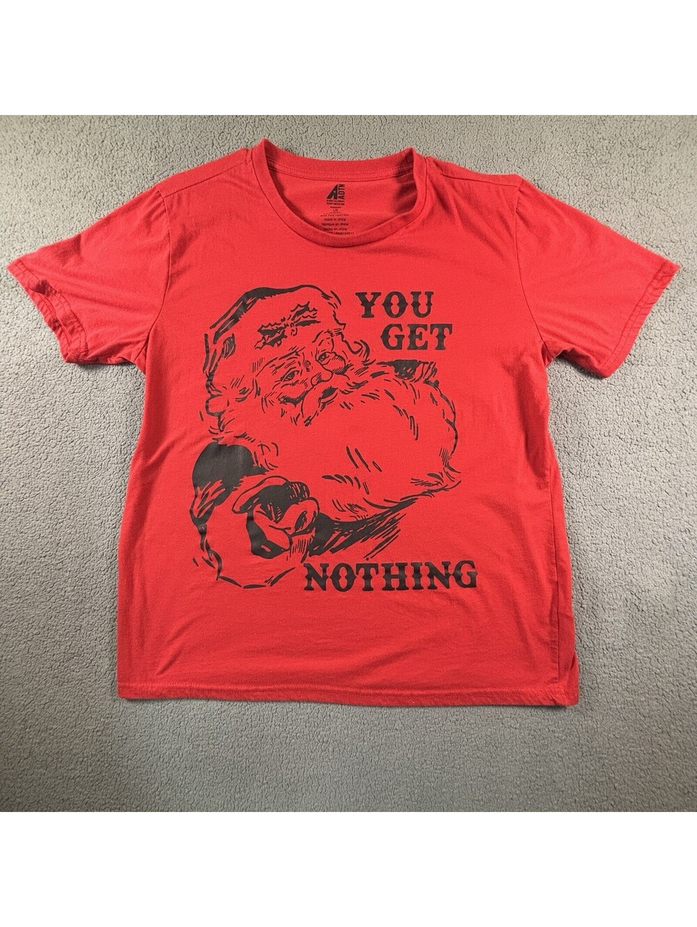ADTN Adult Graphic Santa You Get Nothing Short Sleeve T-Shirt Christmas Size L